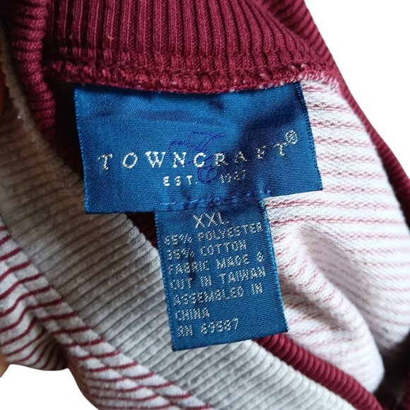 Men's 2XL Vintage Pullover Shirt Towncraft Striped Henley Red/Navy/Grey 1990's - Picture 3 of 6